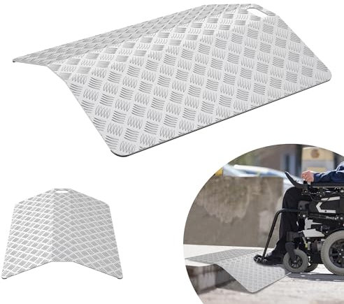 YRHome Rampa per soglia da porta, 60 cm, altezza 10 cm, larghezza 70 cm, per sedia a rotelle, ponte di soglia, antiscivolo, portatile, con maniglie per interni ed esterni