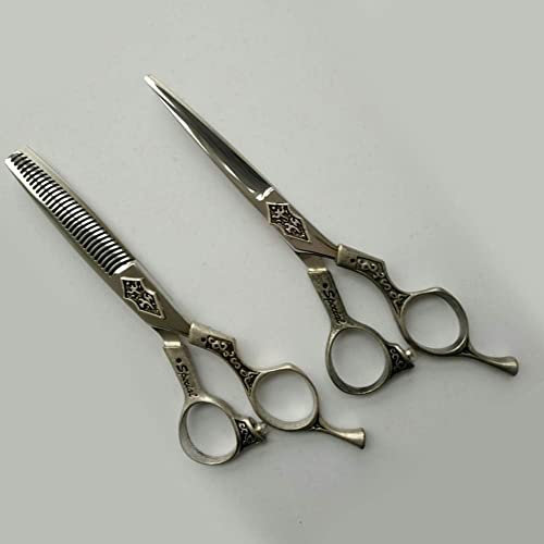 GJFGJQAOW Retro-Friseurschere, Geschnitzte Friseurschere, professionelle Friseurschere, 6-Zoll-Set