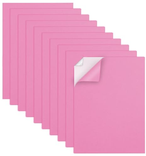 MEARCOOH 10 Hojas Goma EVA Adhesiva, Rosa EVA Foam 22cm x 30cm Espuma Eva 2mm Pegajosa para Manualidades Tarjetería Marcos de Fotos Scrapbooking (Rosa 10 Hojas)