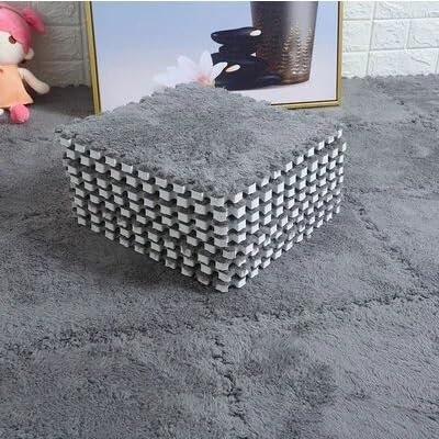 HZLXF1 30 * 30cm Puzzle Pieces Carpet Plush,bedroom Carpet For Parlor Bedroom Decoration(Gray)
