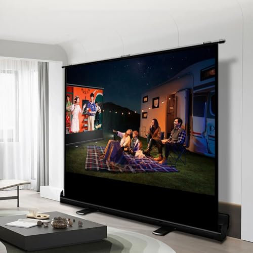 PBSIEBS 50 Inch Portable Outdoor Projector Screen Floor Standing Pull Up Projector Screen, Small Projection Screen, 16:9 4K Mobile Screen For Outside Camping Travel Home Theater(16:9,72inch)