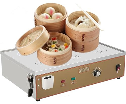 XNYXLPP Vaporera eléctrica de Cuatro Orificios para Alimentos, máquina Comercial para Bollos al Vapor, máquina para cocinar al Vapor Alimentos en el hogar de Acero Inoxidable, Alarma de ebullición