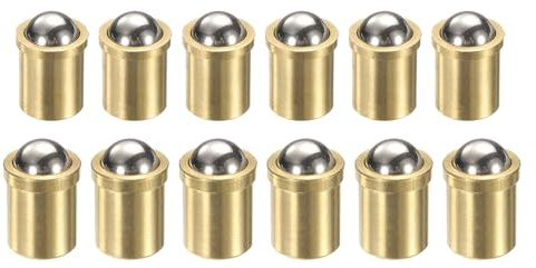 sourcing map 12 stantuffi a molla a sfera in ottone da 10 x 13 mm/12 x 16 mm, con perline di posizionamento di precisione, molla a sfera, per porte, armadi, dispositivi meccanici, morsetti per mobili