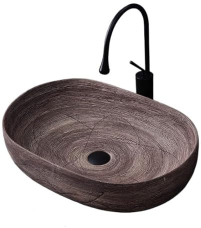 GELASIGE Lavabo De Salle De Bain Évier extérieur Home Retro Art Vasque à Poser Lavabo Simple Vasque de Salle de Bain Vasque en céramique Vase De Lavabo De Salle De Bain(B)