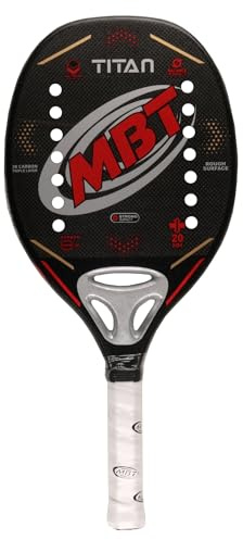MBT TITAN, Racchetta Beach Tennis Carbonio 3K - Superficie ruvida - Eva High Power – Leggera e Bilanciata – Profilo 20 mm - Custodia inclusa