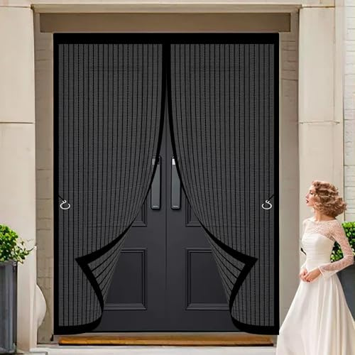 Moustiquaire Baie Vitree 126 x 220 cm Anti Mouche Anti Insecte Moustiquaire Baie Vitree Coulissante Différentes Tailles pour Couloirs, Portes, Patio, Terrasse, Noir