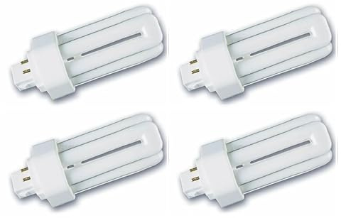 4 x Luxsa Lighting 42W CFL GX24Q-4 4 Pin Compact Fluorescent Light 42W PLT Tube Bulbs 2700LM Energy Saving GX24Q-4 Compact Fluorescent Lamp CFL Light Bulbs 4000K Cool White Triple Turn 3U Tube