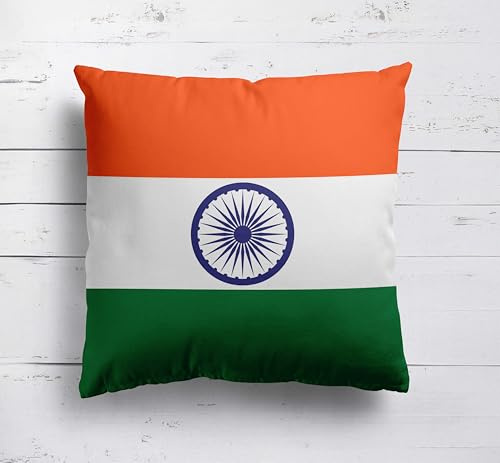 Indian Flag Cushion – Indian National Flag Pillow – Multiple Sizes & Fabrics, Cover Only or Filled – Patriotic Home Decor Gift for India Cricket & Football Fans