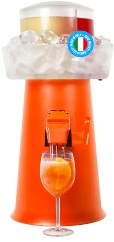 Sprizzer - Aperol Spritz Maschine für Spritz, Dispenser und Mischer mit Eisbehälter für Aperitif, Manuelle Abgabe ohne Elektrizität oder Batterien, Einfach zu Bedienen, Orange, Made in Italy