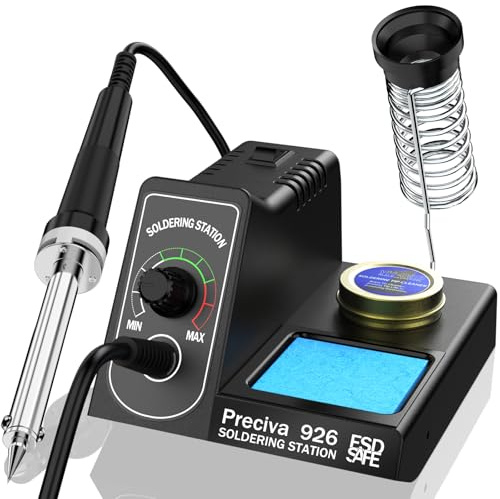 Preciva Lötstation, 60W Profi Lötkolben Station Set,Einstellbare Temperatur 90-480°C, Temperaturdifferenzeinstellung, mit 1 austauschbaren Spitzen