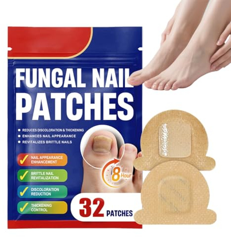 Teegxddy 32 Pezzi Micosi Unghie Piede, Toppe Fungine per Unghie, Trattamento Fungo Dell'unghia del Piede, Cerotti Funghi Danneggiate e Aspetto Scolorito