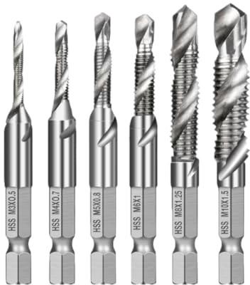 M16 Hex Shank Drill Tap Comb - 3 in 1 Tool for Drilling, Tapping & Countersinking - 6pc Set