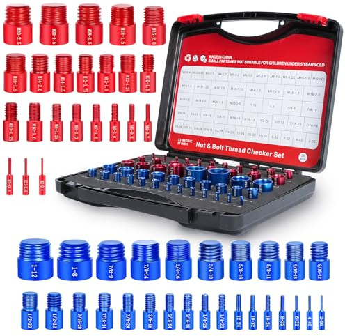 Gewindelehre Set, Aluminiumlegierung Gewindelehre, mit Metrisches und Zoll-Gewinde, Ideal zum Messen und Prüfen von Gewindegrößen