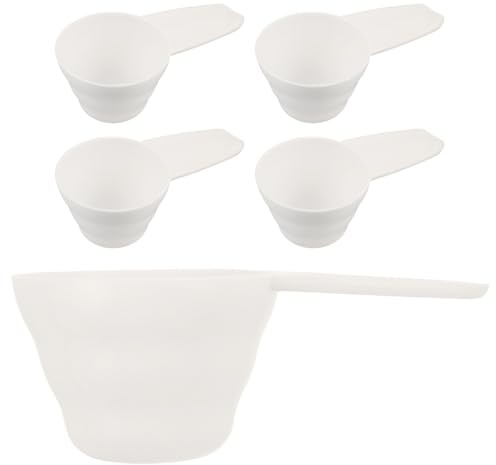 DIYEAH 5 pezzi Cucchiaini Dosatori in Plastica Alimentare Bianco Misurini Compatti per Caffè Spezie Latte in Polvere e Cereali Facili da Pulire e Resistenti per Uso Quotidiano