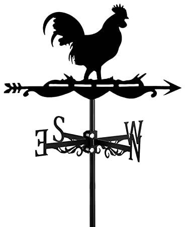 Veleta de Jardín Decorativa con Estaca de Gallinas Indicador de Dirección Veleta Gallo Negro Adorno para Montar Decoración de Jardín Manualidades Gallo