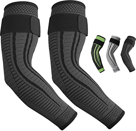 Ruilaibao Ellenbogenbandage Kompression für Damen Herren Ellenbogenstütze für Links Rechts Hand Rutschfeste Ellenbogen Bandagen für Tennisarm, Golferarm, Sport, Fitness 2 Stück (Schwarz, M)