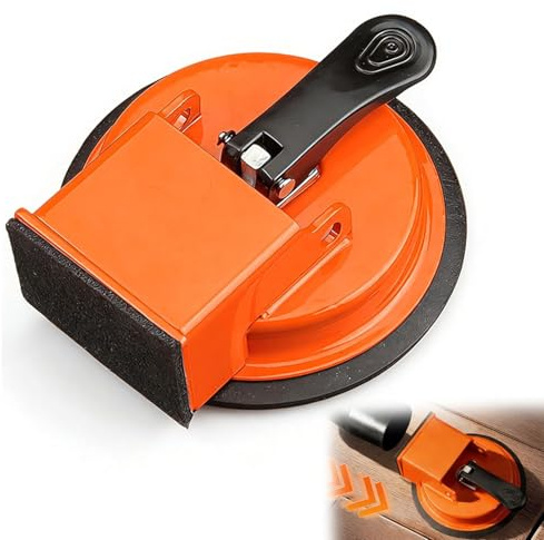 Laminate Floor Gaps Fixing Tool,Heavy Duty Laminate Fixer,Heavy Duty Grabber with Suction Cup,Plank Grabber Tool for Wood Tile Baseboard Paver Construction Bathroom Kitchen (Orange)