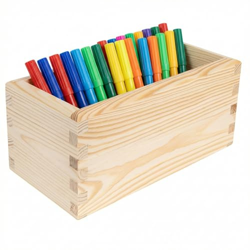 Creative Deco Aufbewahrungsbox Holzkiste ohne Deckel 20 x 10 x 9 cm Holzbox | aus Kiefernholz | Schubladen Organizer Für Kleinutensilien Make up, Schmuck, Stifte, Bürobedarf