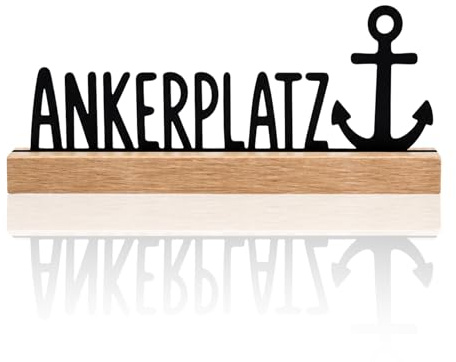 Generisch Ankerplatz Deko Aufsteller aus Eichenholz – Maritime Deko mit Anker, Holz Aufsteller 22 cm, Ostsee & Nordsee Dekoration für Fensterbank, Regal, Kommode & Geschenk für Meerliebhaber