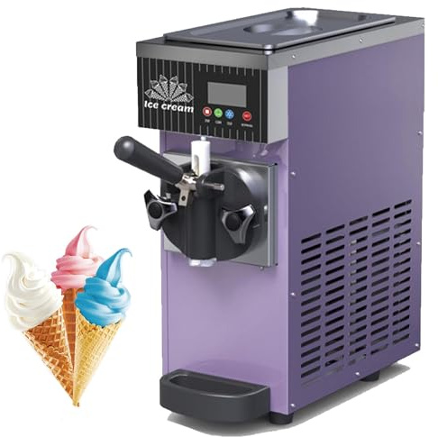 Mjukglassmaskin 2,5L, 450W Automatisk Glassmaskin | Förkylning och Självrengöring - Kapacitet 4–5kg/h, LED Pekskärm för Café och Restaurang(purple)