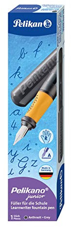 Pelikan 809108 Pelikano-Füller Junior, Feder A (für Anfänger), für Rechtshänder, anthrazit, 1 Stück