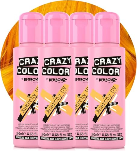 Crazy Color Semi-Permanent Hair Dye Renbow 4 x Anarchy UV 100ml .SHIPPING TO EUROPEAN COUNTRIES