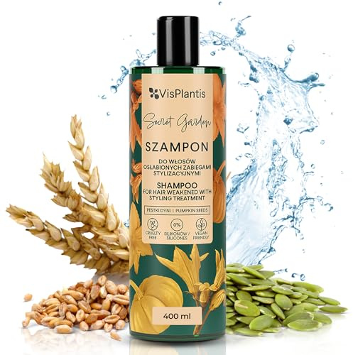 Vis Plantis Kürbiskernöl-Shampoo – Pflege für strapaziertes Haar – Revitalisiert & stärkt geschädigtes Haar – Vegane Formel mit Weizenkleieproteinen & hydrierendem Haferextrakt – 400 ml