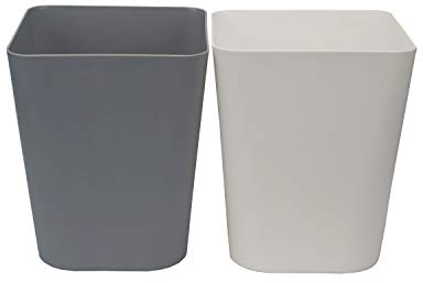 Feiupe 1.6 Gallon Small Trash Can Wastebasket for Kitchen Office Bathroom,Pack of 2(White+Gray)