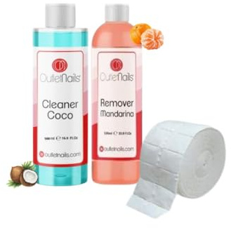 Remover con Olor Mandarina 500ml + Cleaner 500ml Coco Azul + Celulosas 500uds | Made in Spain