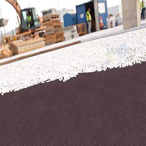 Maille GEOTEXTIL marron 1,2 x 10 m, 100 gr/m2 polypropylène. Pour lutter contre les mauvaises herbes et les mauvaises herbes sur la surface du sol.