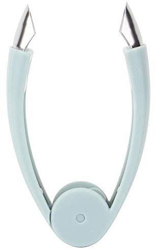 Décortiqueur de Fraises en Forme de V, Trancheur de Fraises, Acier Inoxydable Fruit Corer Cuisine Outil, Coupe-ananas en Acier Inoxydable pour les Yeux d'ananas et la Tige de Légumes-fruits (Bleu)