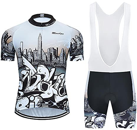 Moxilyn Vêtements de cyclisme pour homme, maillot à manches courtes + short, coussin gel 9D, cyclisme mode ensemble complet, maillot de cyclisme pour homme, séchage rapide, respirant