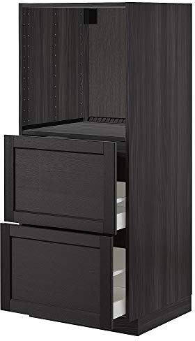 MAXIMERA/METOD Hochschrank mit 2 Schubladen für Backofen 60x61,9x148cm schwarz/Lerhyttan schwarz gebeizt