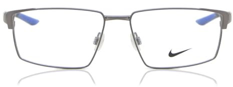 Nike 8053 074 Brushed Gunmetal/Racer Blue Eyewear Unisex Acciaio, Rectangle, 55