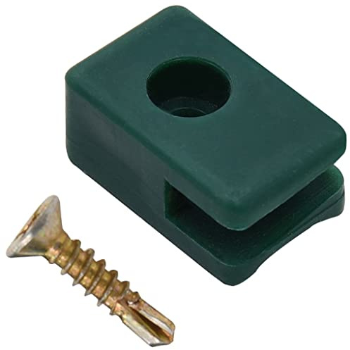 Susany 100 Sets Gartenzaun Spanndrahthalter Mit Befestigungsschraube,Spanndrahthalterset aus wetterfestem Kunststoff Geeignet für Spanndrähte mit einem Durchmesser von bis zu 4 mm,Grün