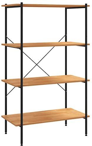 vidaXL Regal mit 4 Böden Bücherregal Standregal Büroregal Haushaltsregal Aufbewahrung Wandregal Aktenregal Lagerregal Schwarz Eiche-Optik 80x40x130cm