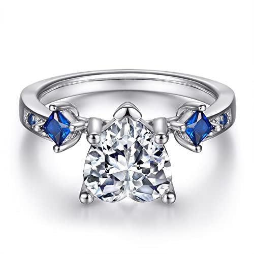 Aotiwe Memoire Ring Silber, Schmuck Silber Damen 925 Herz Silber Hauptring Silber mit Herzschliff Zirkonia Größe 57 (18.1)
