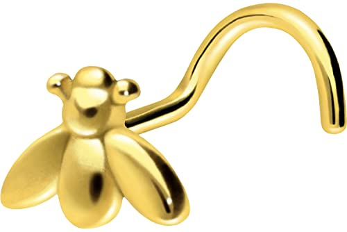 PIERCINGLINE Chirurgenstahl Nasenstecker Spirale BIENE Nasenpiercing Nostril Piercing