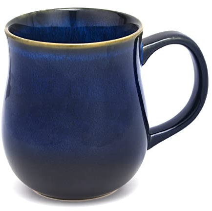 SECELES 500ml Large Ceramic Coffee Mug for Office and Home, 20 Oz Handmade Kiln Change Glaze Big Tea Cup with Large Handle, Hot and Cold Drinking, Microwave Dishwasher Freezers Safe (Starry Blue)