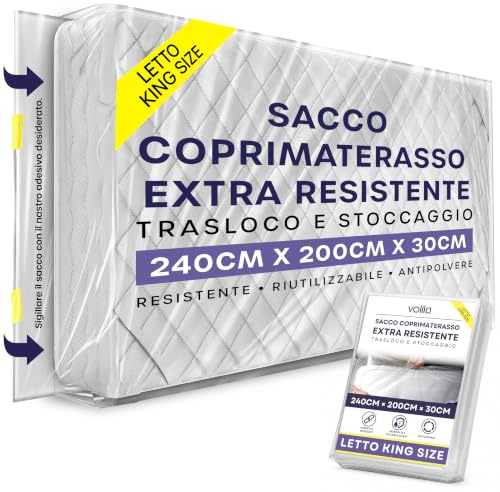 Sacca per Materasso King Size (240 x 200 x 30cm) - Coprimaterasso Impermeabile per Trasloco e Custodia - Telo Plastica Protettivo Anti Acaro, Polvere e Macchie