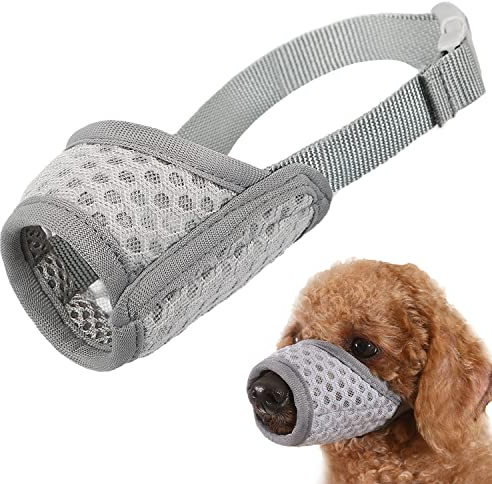 Mayerzon Muselière en Maille Souple pour Chiens de Petite, Moyenne et Grande Taille, Chihuahua, Caniche, Beagle, Teckel, Corgi, Labrador, pour toilettage, Mordre et Mastication, Taille XS, Gris