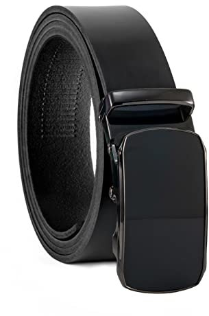 Fa.Volmer ® Gürtel Herren Echtleder mit Ratsche Automatikschließe | Breite: 35mm, Bundgröße: 125cm | kürzbar | Riemenfarbe schwarz | Modellreihe ATG (10-blk-Parma)