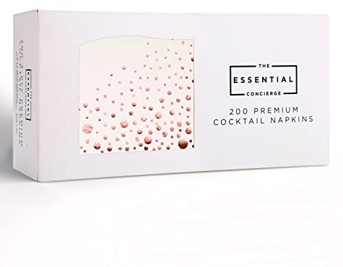 Stylish Rose Gold Cocktail Napkins - 200 Pack Disposable 3-Ply Paper for Party, Wedding, Dessert - 5x5 Inch