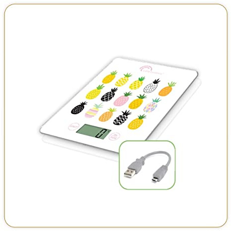 LITTLE BALANCE 8549 Slim Apérifruits USB-R, Balance de cuisine sans pile, rechargeable USB, réparable, 5 kg, Apérifruits