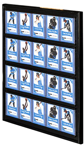 Franklin Sports Baseball + Trading Card Display Frame - Display Case for Sports, Collector + Trading Cards -Wall Mounted Case - 20 Top Loaders Included