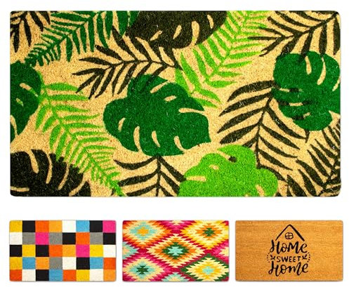 LUA VIKA Fußmatte Kokos - Tropisch - 40x70 cm - Fussmatte Aussen und Innen - Fussmatten Haustür - Türmatte Außen - Fußmatten - Kokosmatte Fußmatte