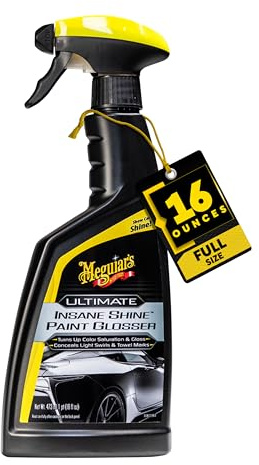 Meguiar's Ultimate Insane Shine Paint Glosser, Easy-to-Use Spray On and Wipe Off Product to Minimize Swirls and Enhance Glossy Paint Using Specialized Polymers, 16 Oz Spray Bottle