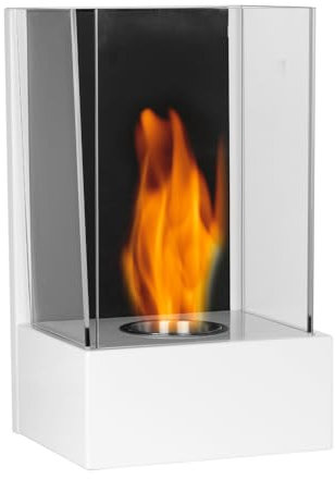 Moritz Ethanol Kamin Wandkamin I 40 x 24 x 21 cm weiß I 500 ml Edelstahldose I Bioethanol Kamin I Bio Ethanol Kaminofen Indoor Outdoor I Innen Außen I Bioethanol Brenner I Brennertopf