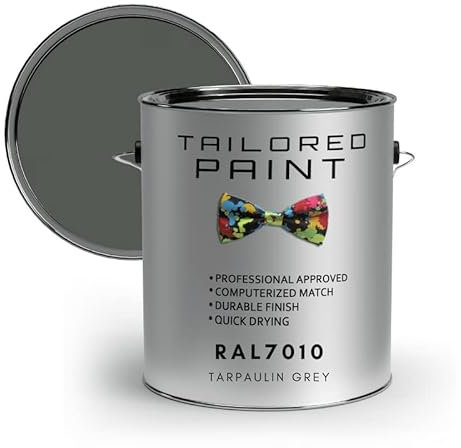RAL7010 Tarpaulin Grey 1L Litre Direct To Metal 1k Brush or Spray On Paint Gloss Smooth Finish Exterior & Interior (All-in-One Primer, Undercoat & Topcoat - Corrosion & Rust Resistant)