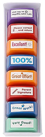 8 Stück Lehrerstempel, Stempel für Lehrer, Pre-Ink-Belohnungsstempel Selbstfärbender Stempel für Kinder Bildung Lehrer Überprüfung Schulpreise